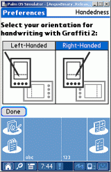 Handedness T5 main panel